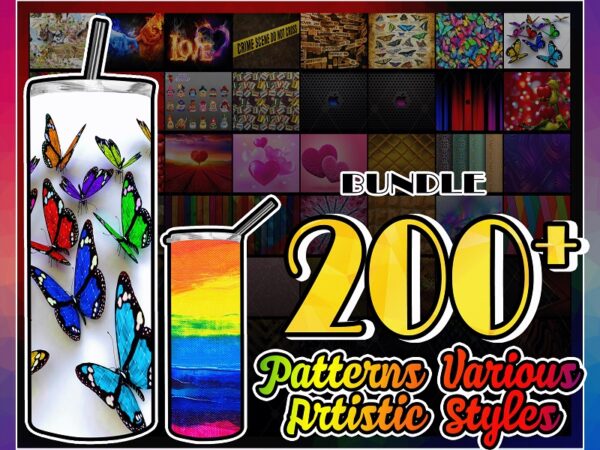 Combo 200 patterns various artistic styles designs , 20oz skinny straight,template for sublimation,full tumbler, png digital download 1014533239