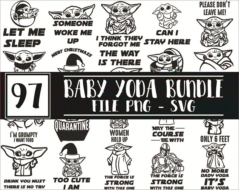 97 Designs Baby Yoda SVG Bundle, Baby yoda svg, starwars svg, starwars fan svg, baby yoda silhouette, baby yoda cut file 1006561232