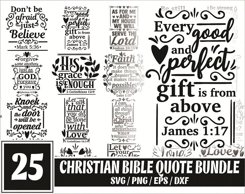 https://svgpackages.com 25 Designs Christian Bible Quote SVG Bundle ...