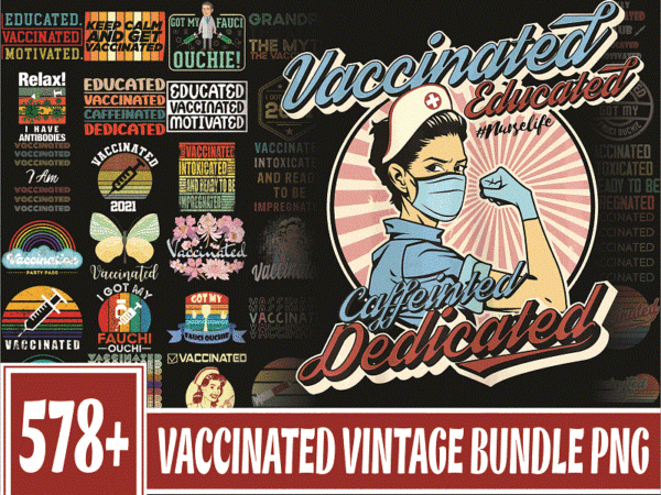 Https://svgpackages.com 578 vaccinated vintage png bundle, vaccine funny immunization, educated vaccinate caffeinate dedicated png, hug me in vaccinated png 1010205660 graphic t shirt