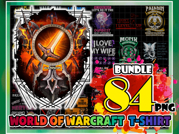 Https://svgpackages.com 84 designs world of warcraft t-shirt png, healer – tank – dps definition, i love my wife, the warchiefs, tshirt mug bundle, digital download 1016401579