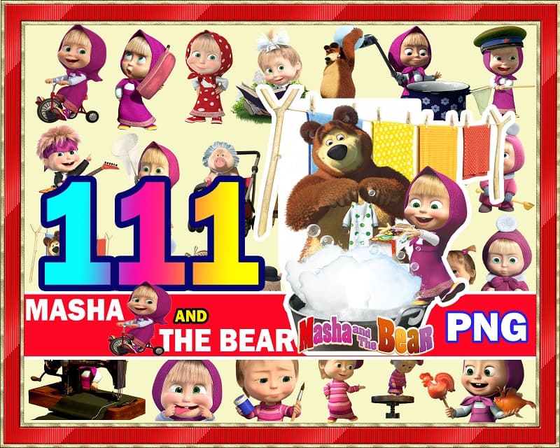 111 Masha and the Bear png, Masha and the Bear ClipArt- PNG Images 300dpi Digital, Clip Art, Instant Download, Graphics Transparent Background Scrapbook 971446232