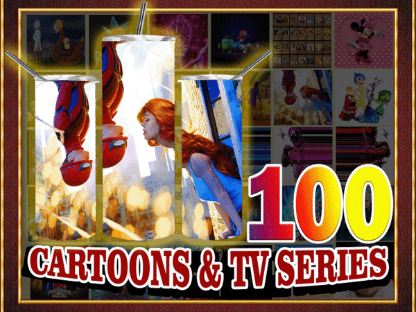 100 cartoons & tv series multi styles bundle designs, straight tapered, template for sublimation, full tumbler wrap, png digital download 1000618922