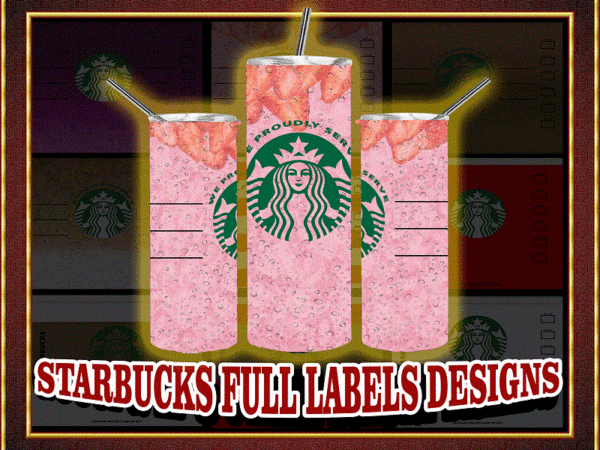 9 starbucks full labels designs, straight tapered, template for sublimation, full tumbler wrap, digital download, tumbler sublimation 1000618922