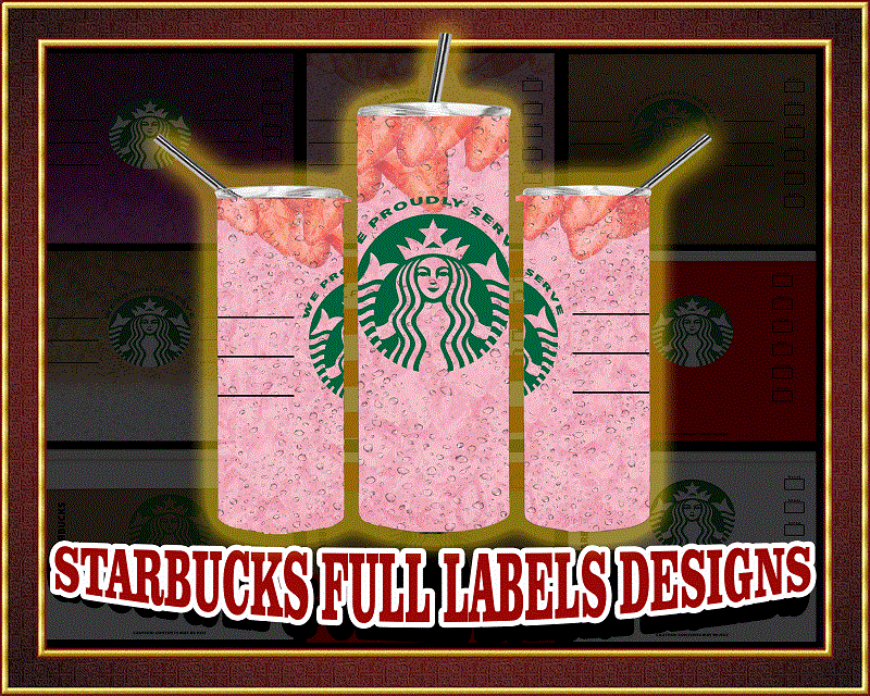 9 Starbucks Full Labels Designs, Straight Tapered, Template For Sublimation, Full Tumbler Wrap, Digital Download, Tumbler Sublimation 1000618922