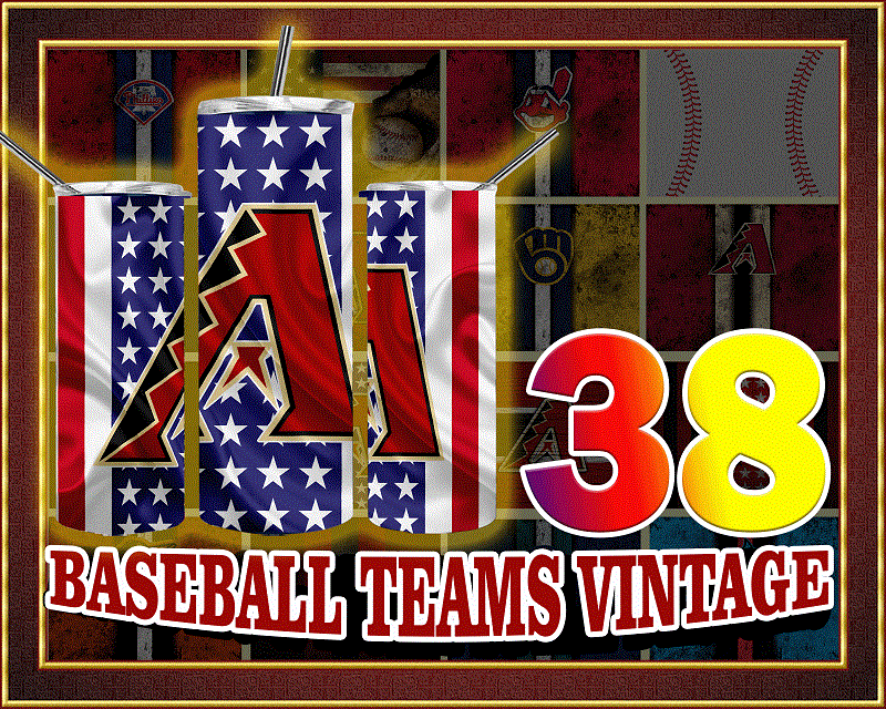 38 Baseball Teams Vintage Grunge &Various Styles Design, Straight Tapered, Template For Sublimation, Full Tumbler Wrap, PNG Digital Download 1000618922