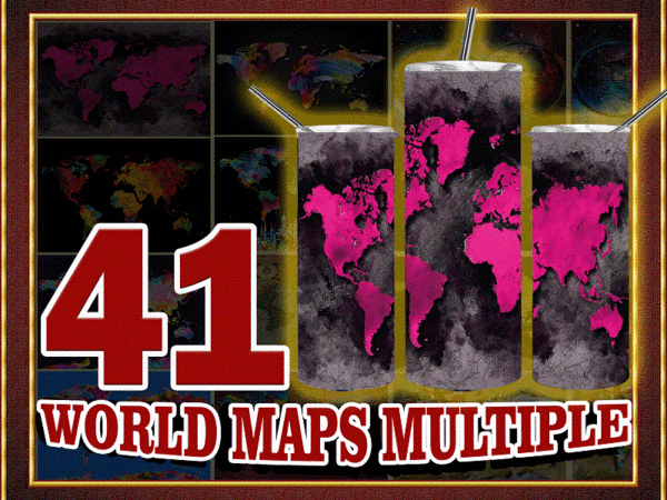 41 world maps multiple styles, straight tapered, template for sublimation, full tumbler wrap, digital download, tumbler sublimation 1000618922