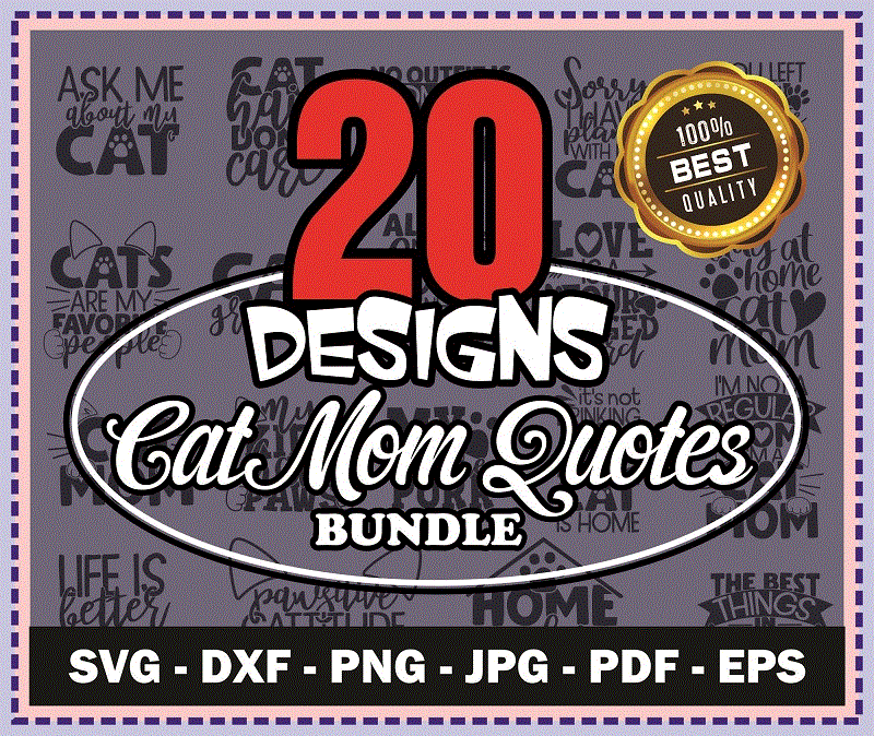 20 Cat Mom Quotes SVG Bundle, Pet Mom, Cat Mom Saying Cut File, Funny Quotes, Clipart, Vector, Printable, Commercial Use, Instant Download 804369981