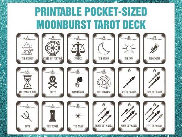 Https://svgpackages.com printable pocket-sized moonburst tarot deck, instant download, digital file pdf download 940086215 graphic t shirt