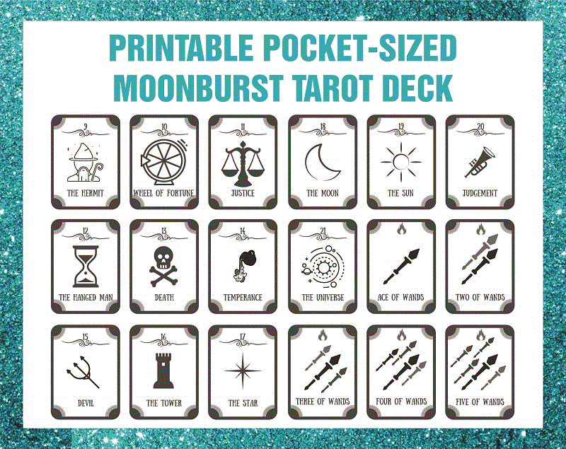 Printable Pocket-sized Moonburst Tarot Deck, Instant Download, Digital file PDF Download 940086215