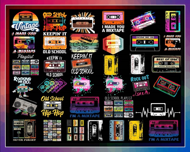 34 Designs Vintage Mixtape Png, Vintage Retro mixtape, I made you a mixtape, Old school Hip hop, Rock out png, Never forget Cool 80s 90s 976408560