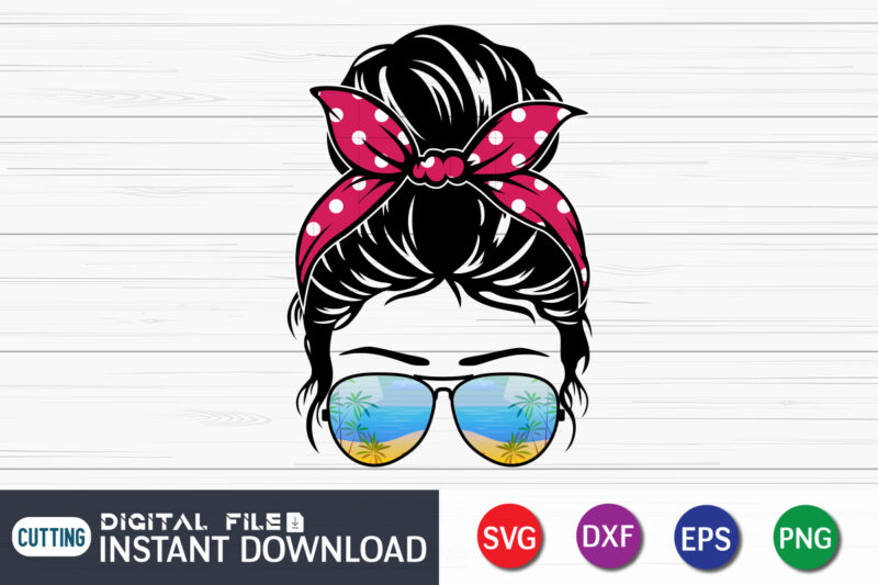 Beach Life Messy Bun Summer SVG Cut File