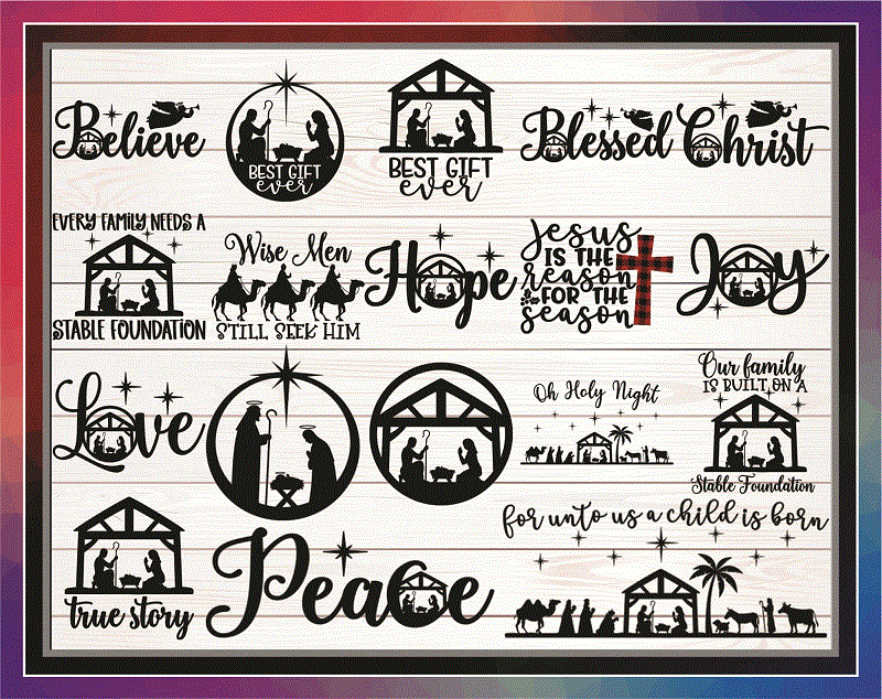 18 Nativity SVG Bundle / Cut File / Cricut / Commercial use / Nativity SVG / Christmas SVG / Christmas Decoration / Clip art / Vector 888926988