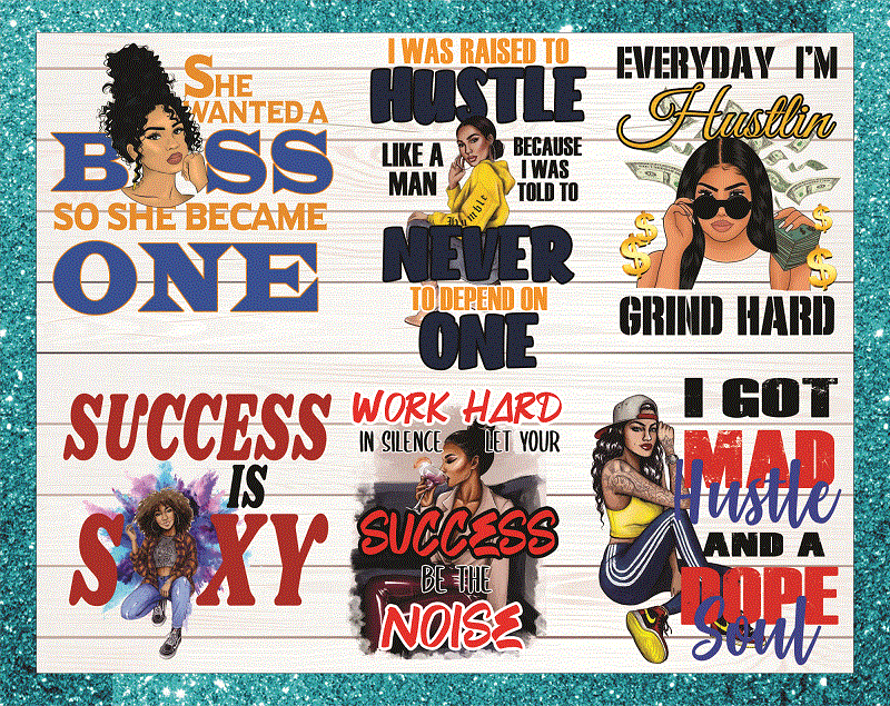 6 Designs HUSTLE WOMEN Bundle, Women Business, Multi Use Images, Download Digital File 813592059