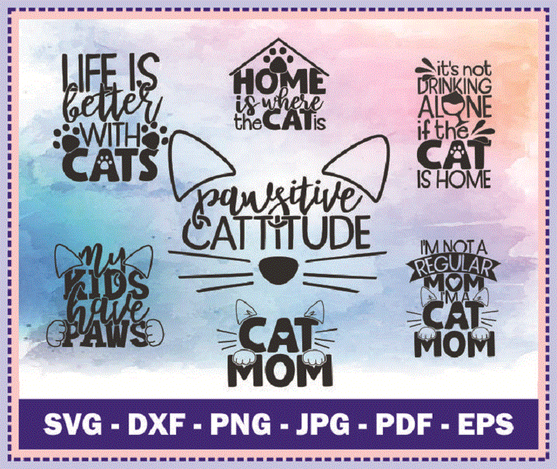 20 Cat Mom Quotes SVG Bundle, Pet Mom, Cat Mom Saying Cut File, Funny Quotes, Clipart, Vector, Printable, Commercial Use, Instant Download 804369981