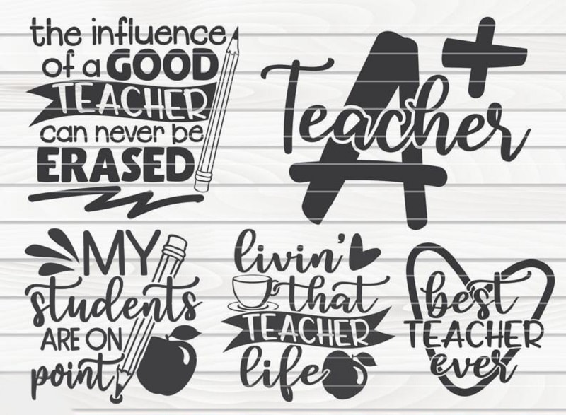 25 Teacher Quotes SVG Bundle, Super Teacher Cut File, Teacher Sayings Clipart, Best Teacher Ever Printable, Commercial Use, Instant Download 803592366