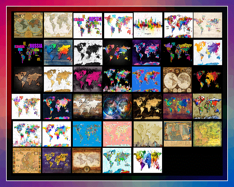 41 World Maps Multiple Styles, Straight Tapered, Template For Sublimation, Full Tumbler Wrap, Digital Download, Tumbler Sublimation 1000618922