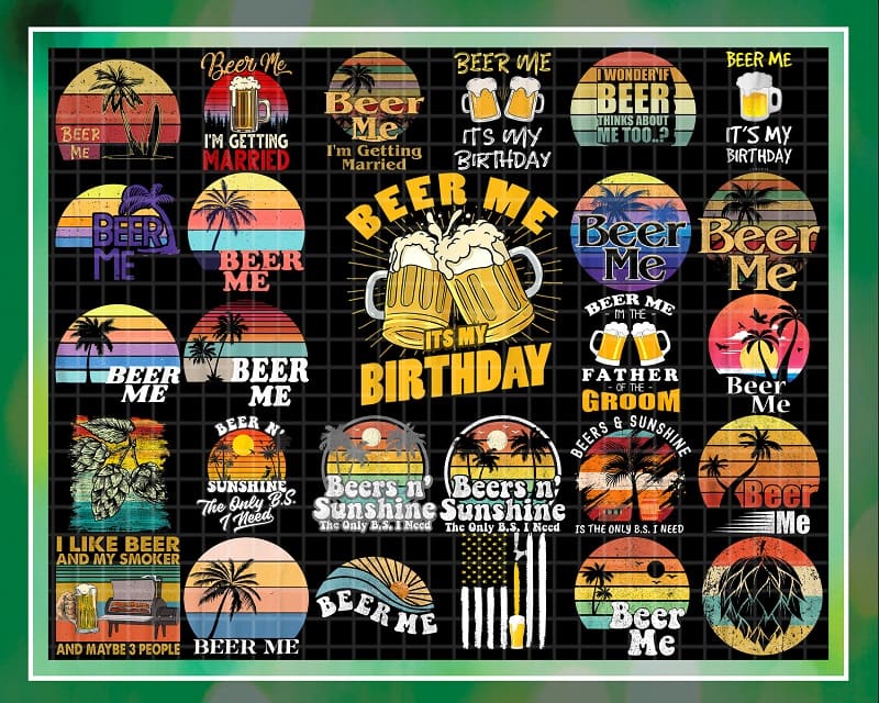 Bundle 27 Beer Me Png Designs, Retro Vintage Beer Png, Summer Sun, Beer Lovers Png, Beer and Sunshine Png, Summer Time, Digital Download 1008470052