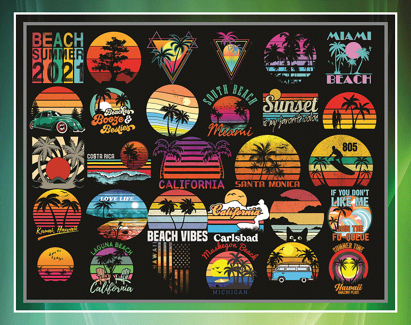 30 Designs Retro Sunset Png Bundle, Vintage Retro Sunset Beach Png, Retro 1980s 1990s Vaporwave Palm Trees, Retro Sunset Beach Lover Png 959658746