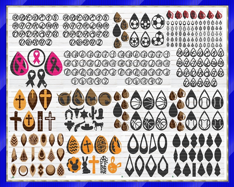 500 HUGE Earring Designs SVG Bundle, Different Earring Designs, Cuttable Leather Wood Acrylic, SVG Cut Files, Instant Digital Download 690958284