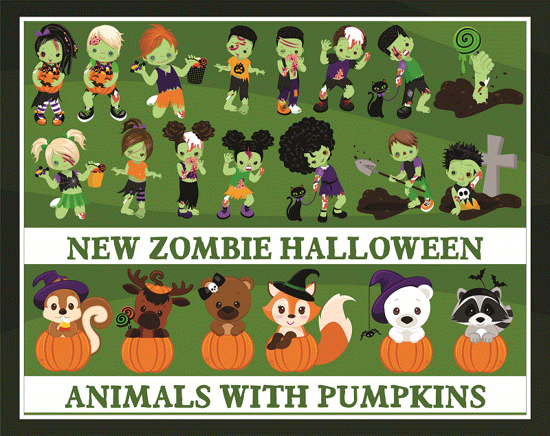 390 Designs Halloween Clipart Bundle, Pumpkins, Witches, Ghost Clipart, Characters Clipart, Halloween baby, Halloween party boys & girls 850395048