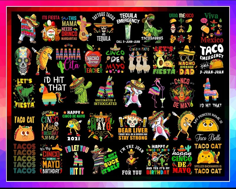 64+ Cinco De Mayo Bundle PNG, Viva Mexico Png, Happy Cinco De Mayo Birthday, Cinco De Mayo Png, Tacos Taco Cat Png, Instant Download 999094266