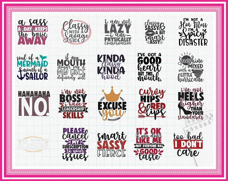 20 Designs Sassy Bundle SVG, Sassy Quotes svg, Sassy T-shirt Svg, Bossy Svg, Classy Svg, Sarcastic Svg, DXF Files, Cut Files, Commercial Use 712410788