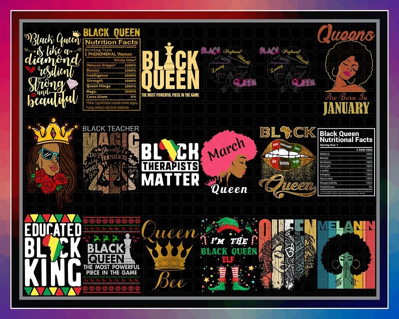 38 Designs Black Queen Png Bundle, Melanin png, Black Pride png, Black Girl png, Black Girl Queen png, PNG Digital Download 1041220163