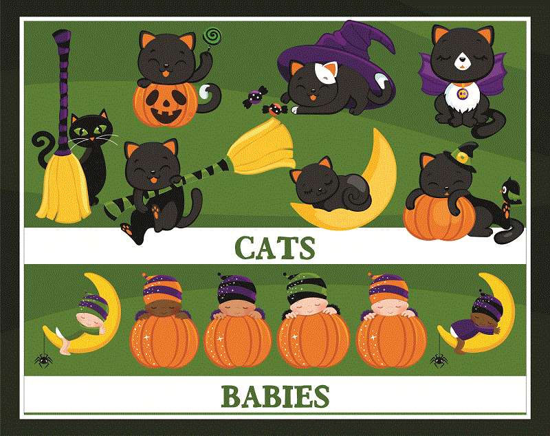 390 Designs Halloween Clipart Bundle, Pumpkins, Witches, Ghost Clipart, Characters Clipart, Halloween baby, Halloween party boys & girls 850395048