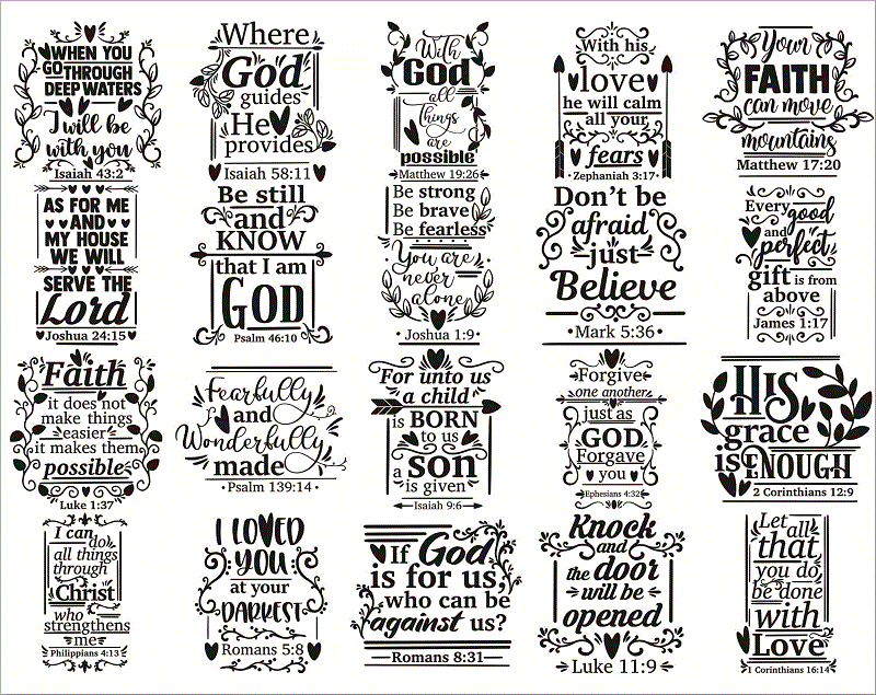 25 Designs Christian Bible Quote SVG Bundle, Christ Faith, Jesus SVG Bundle, Faith Quotes, God Love SVG, Cricut Cut Files, Religious Bible 1008182278