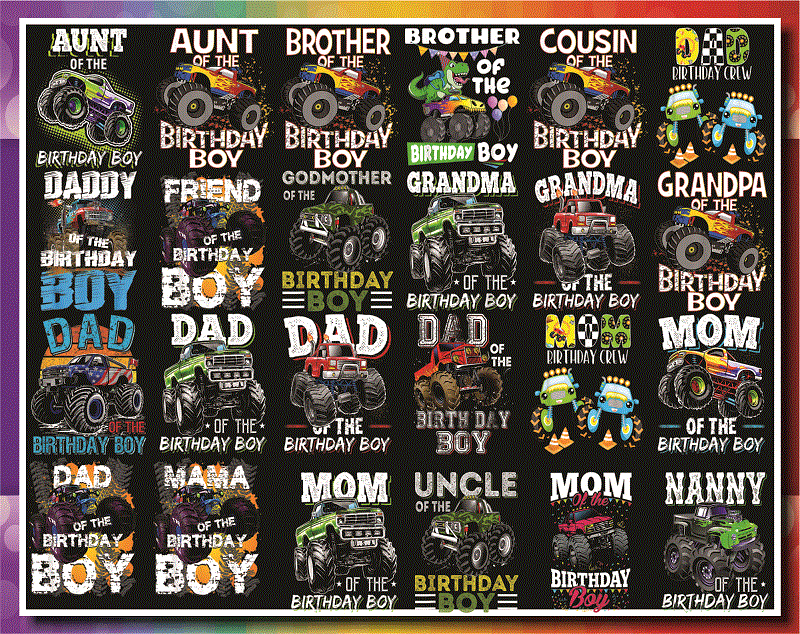 38 Designs Monster Truck Png, Boy Monster Truck Birthday png, Matching Family Of The Birthday Boy png, Gift For Son, Monster Truck Lovers 1013142589