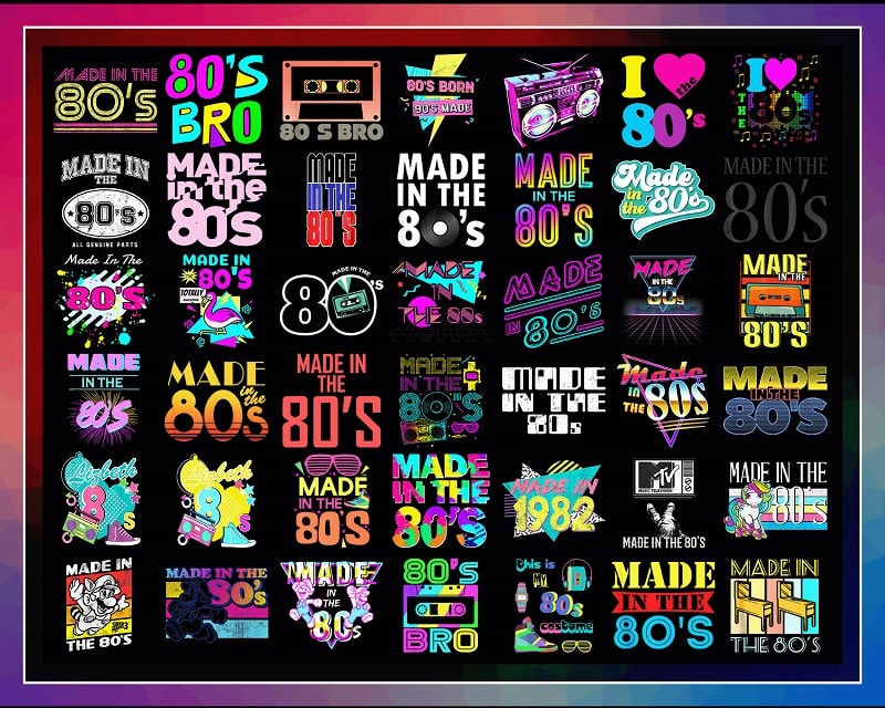 50 Made in 80’s PNG, Retro png, Vintage 1980s Designs, I love the 80’s Png, Made In the 80’s Png, Commercial Use, Digital Download 999902232