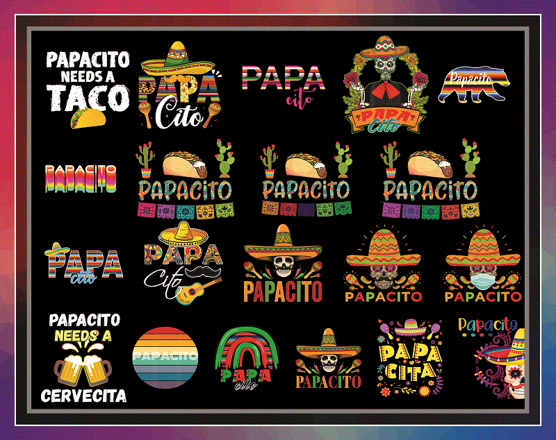 Combo 80 Papacito PNG, PapaCito Serape Cactus Design, PapaCito Fiesta Sublimation PNG, Father’s Day Quote PNg, Mexican Cinco De Mayo PNG 1003735404