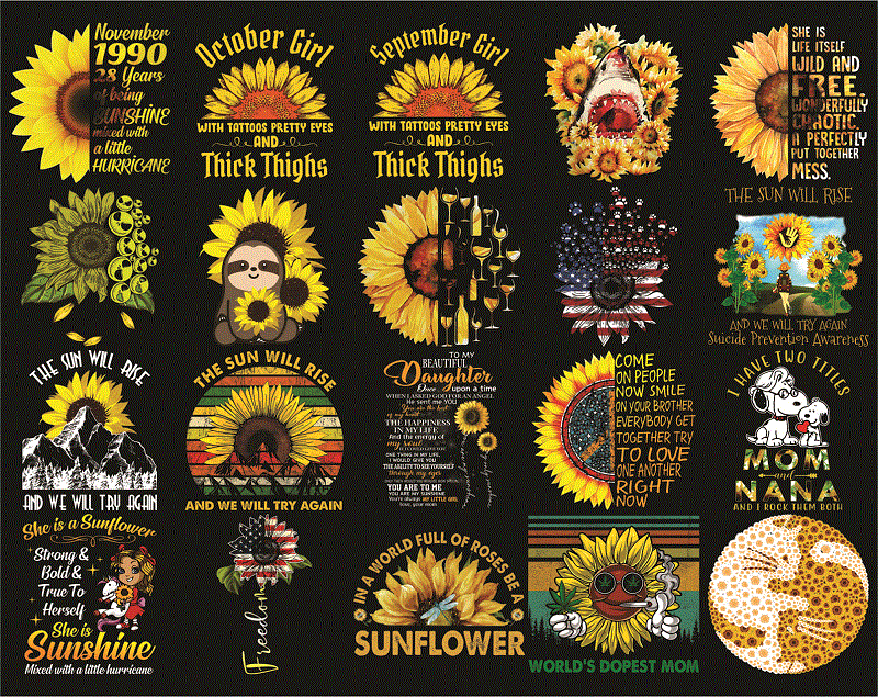 Bundle 130+ Png Sunflower, Bundle Sundflower Design For Sublimation Print Png, Mother’s Day png, Digital PNG, Instant Download 1000395506