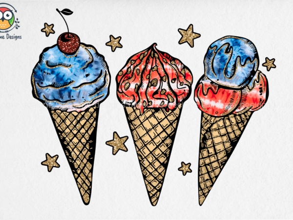 Ice cream america 4th july t shirt design for sale