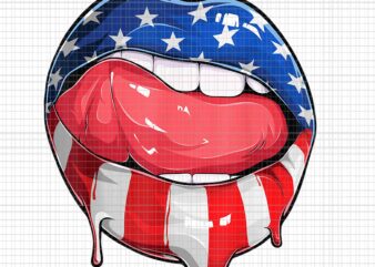 USA Flag Dripping Lips 4th Of July Patriotic American Png, Dripping Lips Flag USA Png, Dripping Lips Flag Png t shirt vector graphic