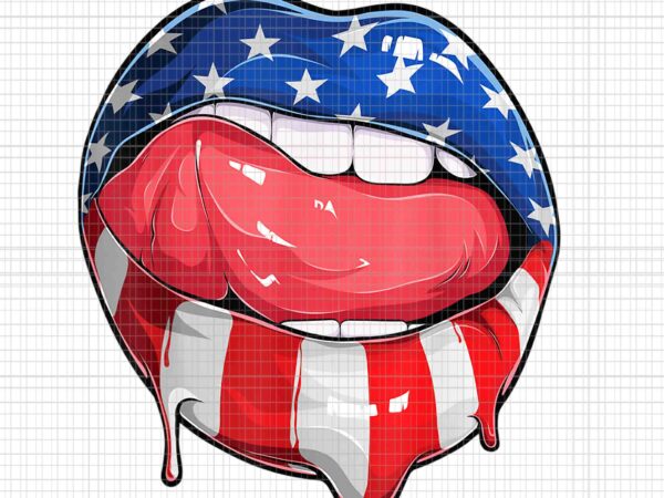 Usa flag dripping lips 4th of july patriotic american png, dripping lips flag usa png, dripping lips flag png t shirt vector graphic