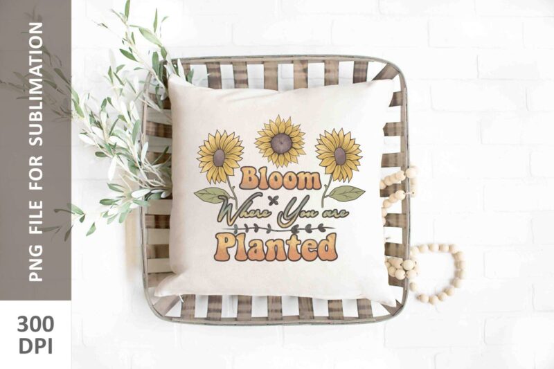 Retro Sunflowers Sublimation Designs Bundle, Sunflowers T-shirt Designs Bundle