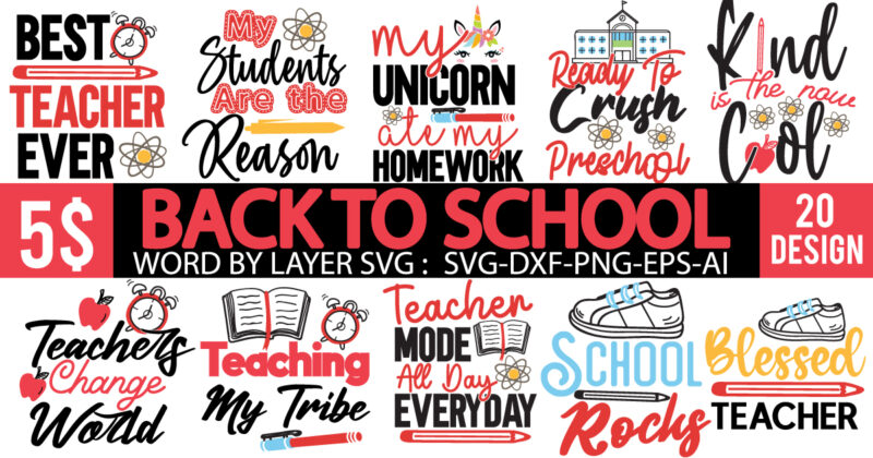 Back to School SVG Bundle , Teacher Tshirt Bundle, Teacher svg bundle,teacher svg,back to ,school svg back to school svg bundle, bundle cricut svg design digital download dxf eps first