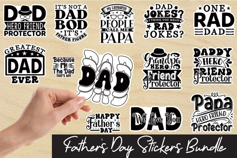 Father’s Day Stickers Bundle I Printable Dad Stickers Bundle