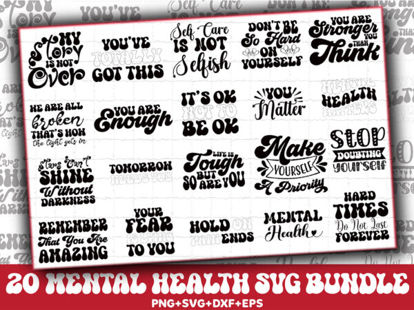 Mental health svg bundle t shirt designs for sale