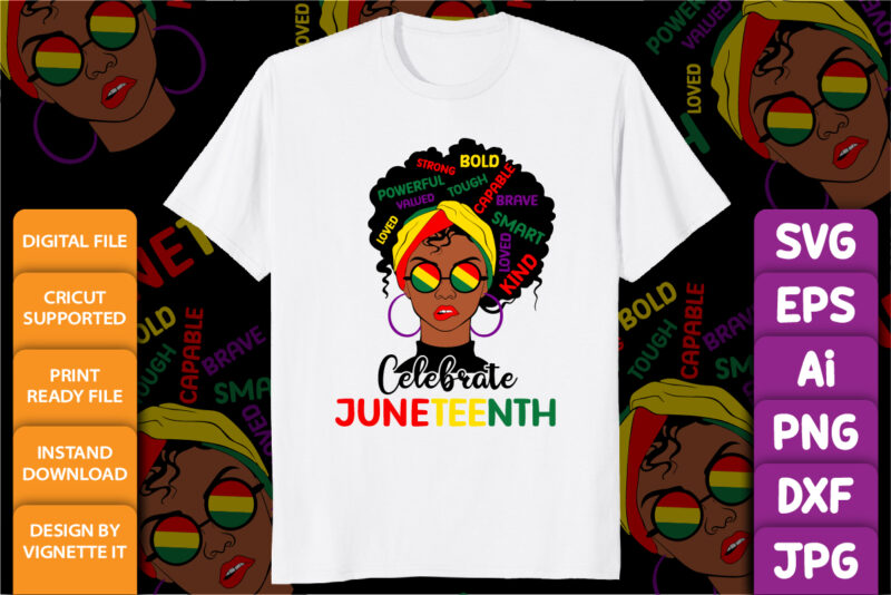 Celebrate Juneteenth Black history month shirt print template African American History Black power Black lives matter Black pride African women