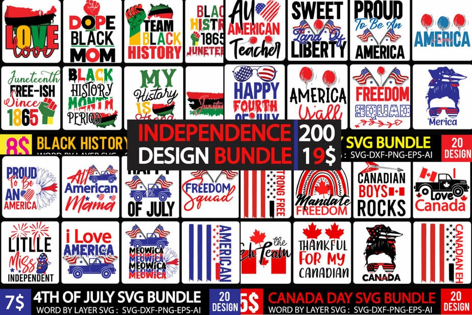 Independence Exclusive 200 T-Shirt Design , 200 Tshirt Design Bundle ...