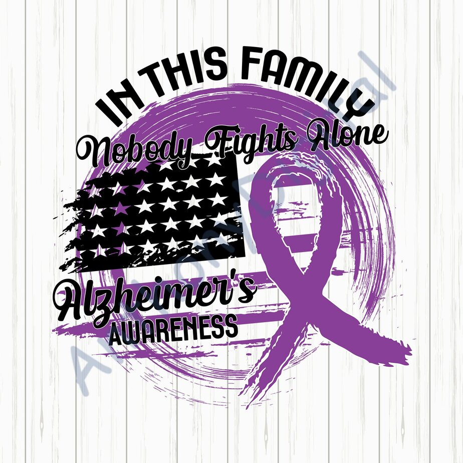 RD In This Family Alzheimer's Awareness Ribbon American Flag Cutting ...