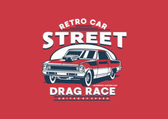 RETRO DRAG RACE CAR CARTOON