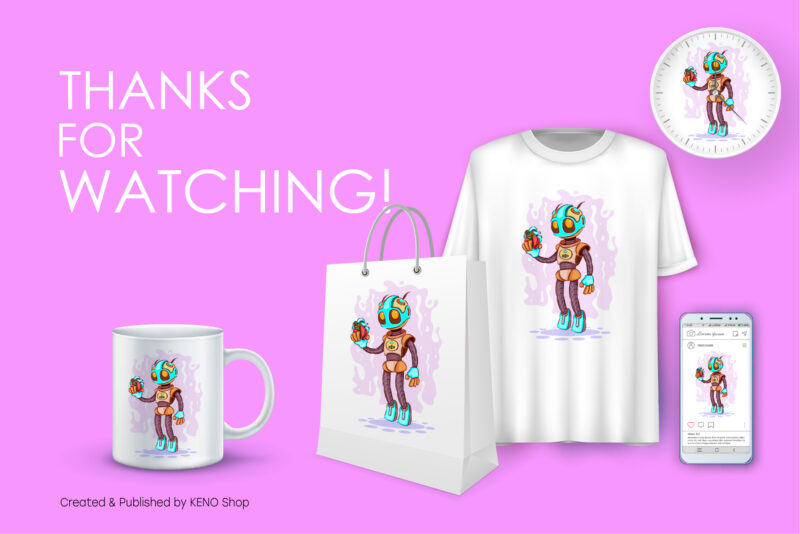 Romantic Cartoon Robot. T-Shirt, PNG, SVG.