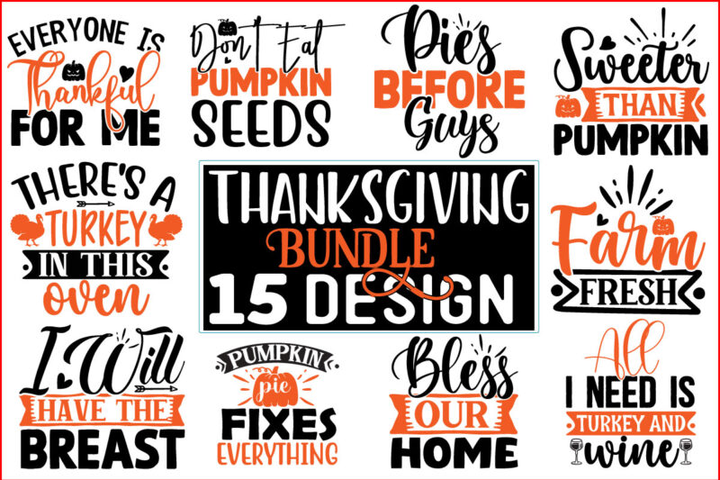 Thanksgiving SVG T shirt Design Bundle