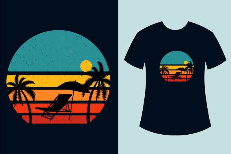 Retro Sunset Summer T Shirt Design bundle, Summer Retro Sunset T Shirt Design Bundle