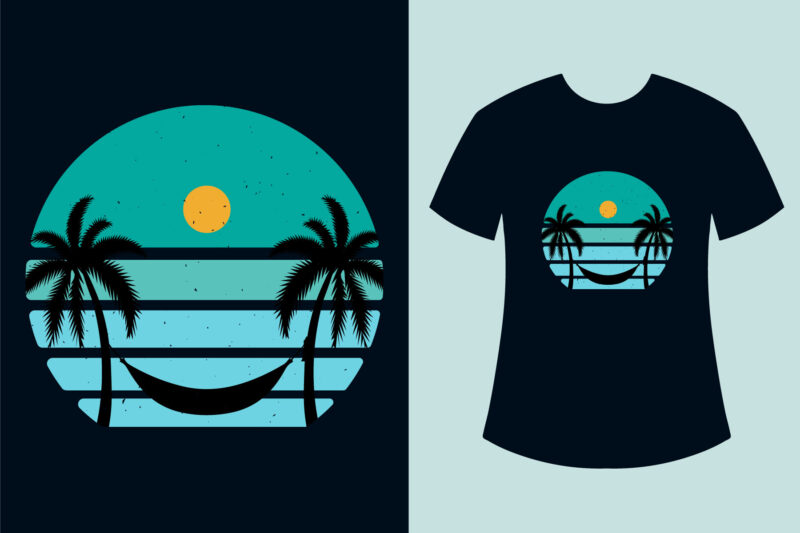 Retro Sunset Summer T Shirt Design bundle, Summer Retro Sunset T Shirt Design Bundle