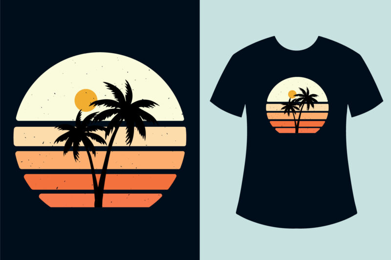 Retro Sunset Summer T Shirt Design bundle, Summer Retro Sunset T Shirt Design Bundle